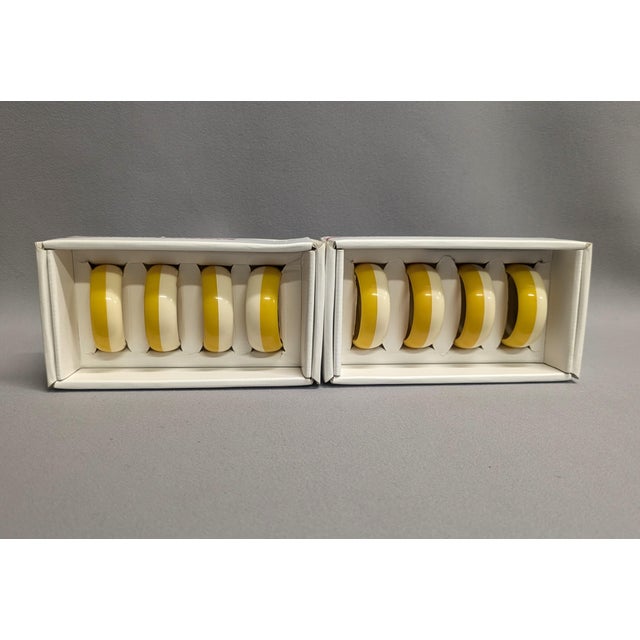 Contemporary Diane Von Furstenberg Yellow Striped Napkin Rings - Set of 8 For Sale - Image 3 of 6