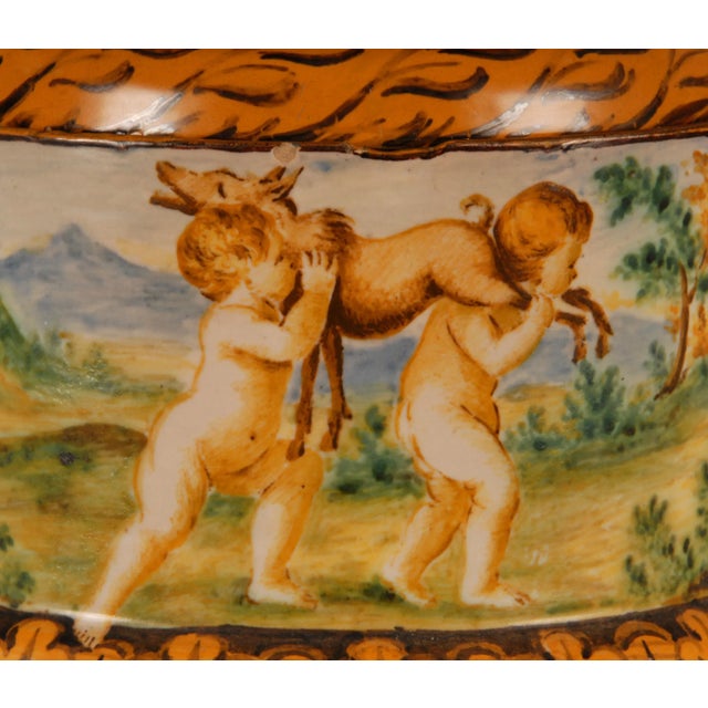 Italian Majolica Vase Renaissance Revival Hand Crafted Serpentine Handles Vase Tariff Free Delivery For Sale - Image 10 of 13