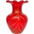 Murano Venetian Vintage Red Yellow Pulled Feather Gold Leaf Italian Art Glass Ruffle Rim Flower Vase For Sale - Image 10 of 10