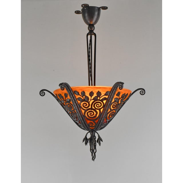 Brandt French Art Deco Chandelier by Edgar Brandt & Daum - 1920s France For Sale - Image 4 of 13