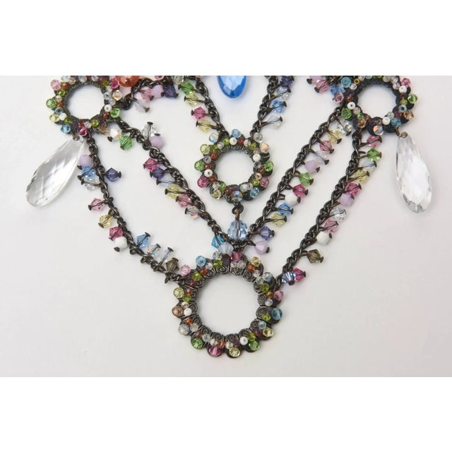 2000 - 2009 Erickson Beamon Swarovski Turquoise & Green Crystals Tiered Collar Bib Necklace For Sale - Image 5 of 10