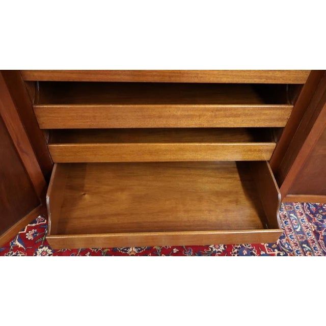 French Louis XV Style Walnut Inlaid Marble Top Dresser High Chest Circa 1920's For Sale - Image 14 of 18