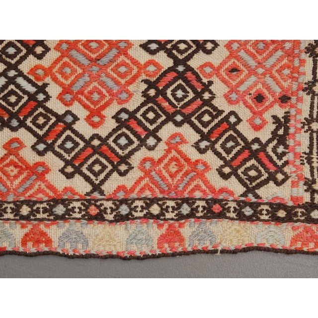 1970s Vintage Handmade Wool Cotton White Runner Rug For Sale - Image 10 of 11