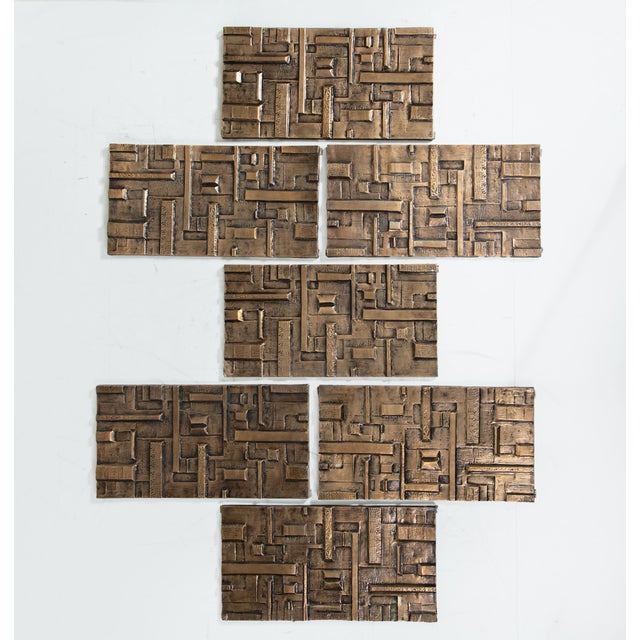Panels in Resin and Bronze Effect Finish, Set of 7 For Sale - Image 5 of 8