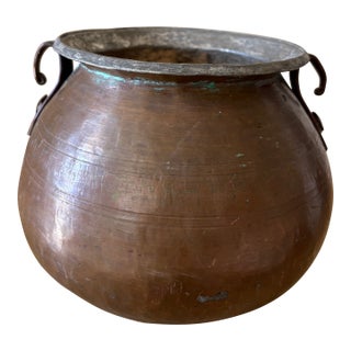 Vintage Persian Copper Pot, Tin Lining For Sale