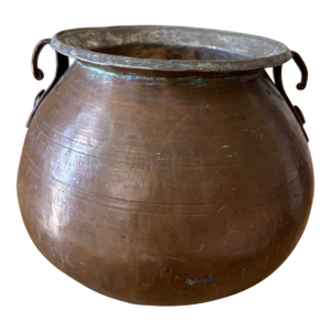 Vintage Persian Copper Pot, Tin Lining
