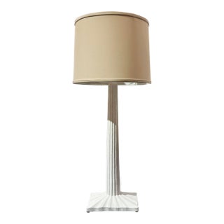 Modern Tapered Organic Fluted Matte White Table Lamp For Sale