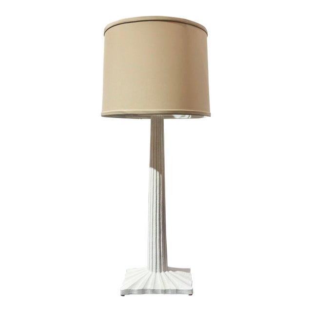 Modern Tapered Organic Fluted Matte White Table Lamp For Sale