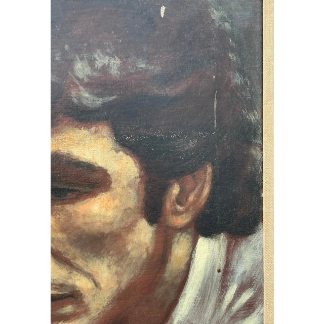 Vintage Portrait of Man Oil on Canvas Signed by the Artist For Sale - Image 4 of 12