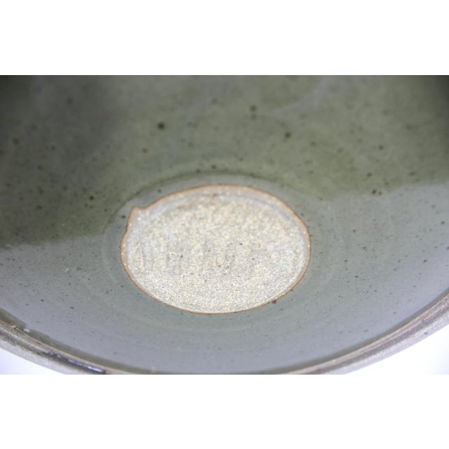 Green Vintage Large Green Studio Pottery Platter, Signed For Sale - Image 8 of 9