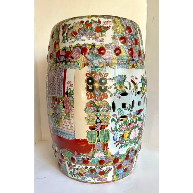 Vintage Asian Famille Rose Porcelain Garden Stool For Sale In Los Angeles - Image 6 of 12