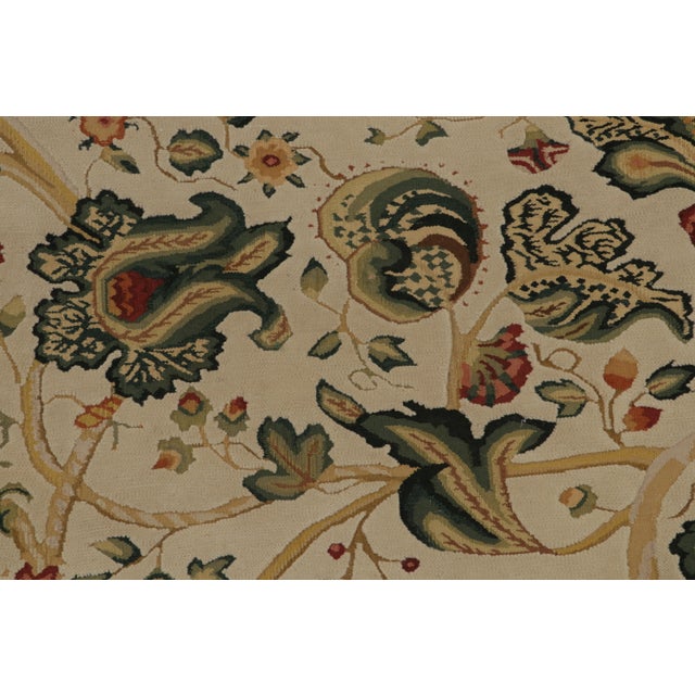 Rug & Kilim’s European Style Flatweave Rug in Cream With Floral Patterns ‘Tudor’ For Sale In New York - Image 6 of 7
