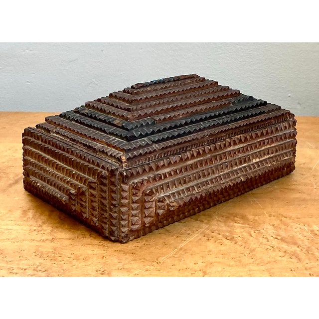Vintage Tramp Art Wood Box For Sale - Image 12 of 12