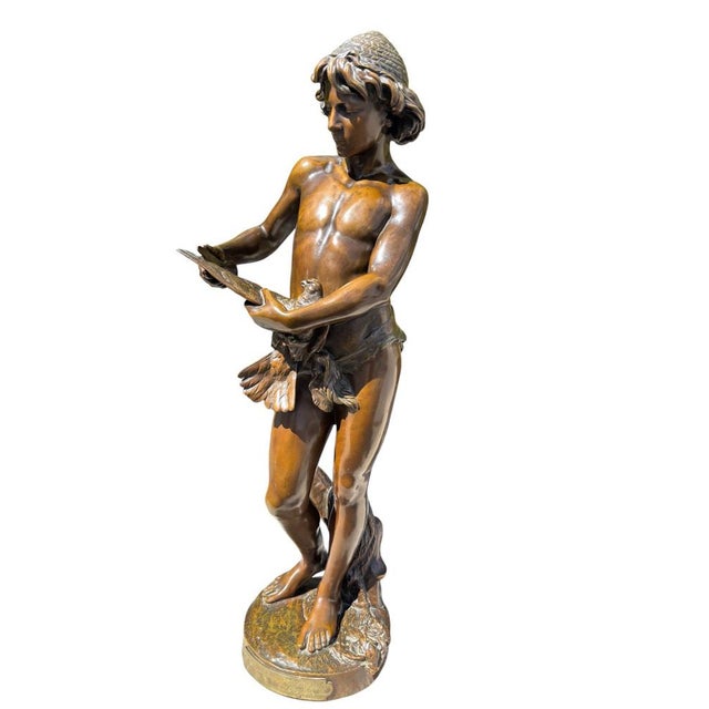 Jean-Louis Grégoire, The Bird Catcher, 1800s, Bronze For Sale - Image 10 of 10
