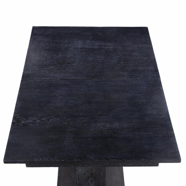 Mid-Century Modern French Dark Cerused Oak Table or Desk, C. 1940 For Sale - Image 3 of 5