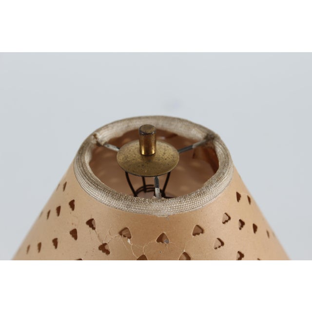 Gold Small Vintage Table Lamp in Brass with Punched-Paper Shade by Hans Bergström, Denmark, 1940s For Sale - Image 8 of 13