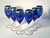 Blue Vintage Bohemian Cobalt Glass Decanter and Six Wine Glass Set For Sale - Image 8 of 11