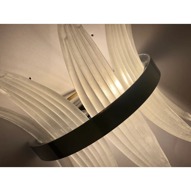 Metal Set of 2 Contemporary Sanded "Palmette" Murano Glass Wall Sconces For Sale - Image 7 of 13