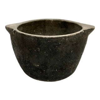 1980s Organic Black and Gray Limestone Bowl Planter For Sale