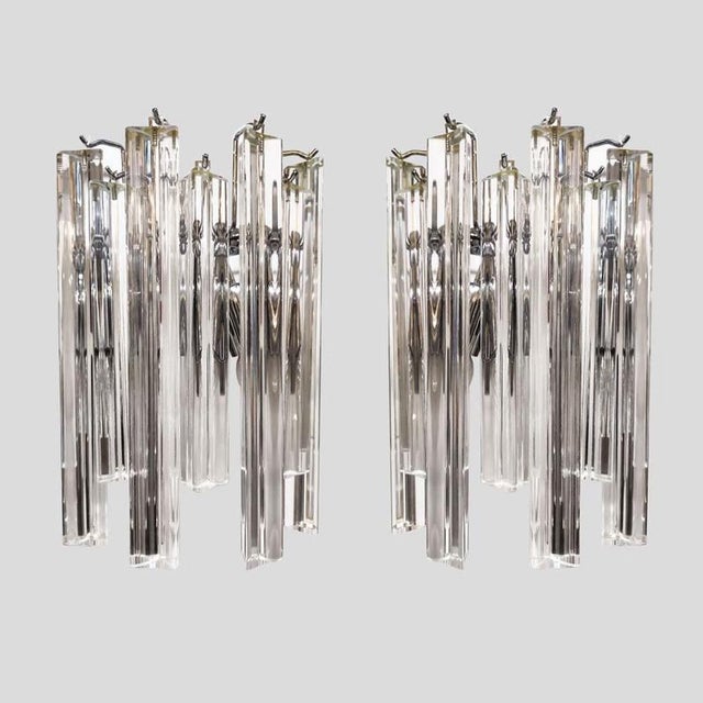 Triedri Wall Lights in Clear Murano Glass, Set of 2 For Sale - Image 9 of 9