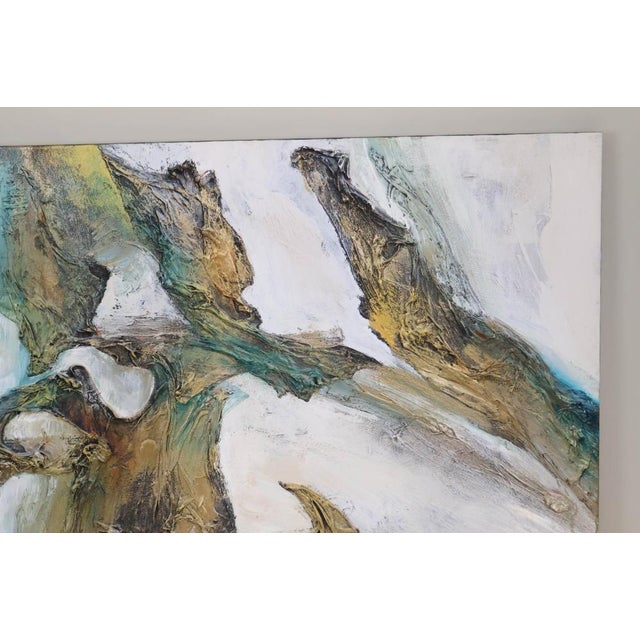 Jonas Gerard Jonas Gerard (1941–2020) – “The Texture of Time I” – Original Signed Mixed Media on Canvas – 42” X 54” For Sale - Image 4 of 12