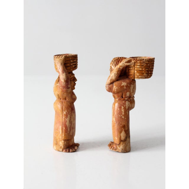Mid-Century Wood Folk Art Basket Carrying Figures For Sale - Image 9 of 10