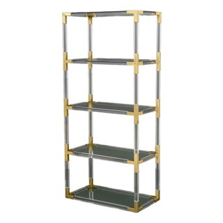 Vintage Jonathan Adler Modern Lucite and Brass Etagere For Sale