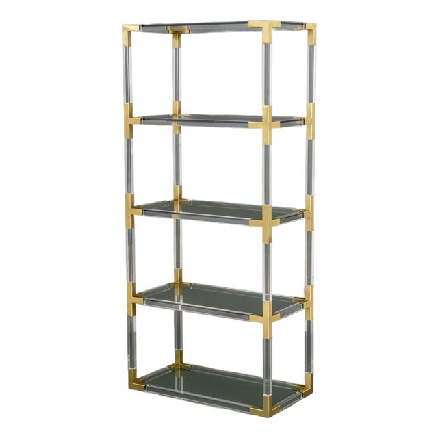 Vintage Jonathan Adler Modern Lucite and Brass Etagere For Sale