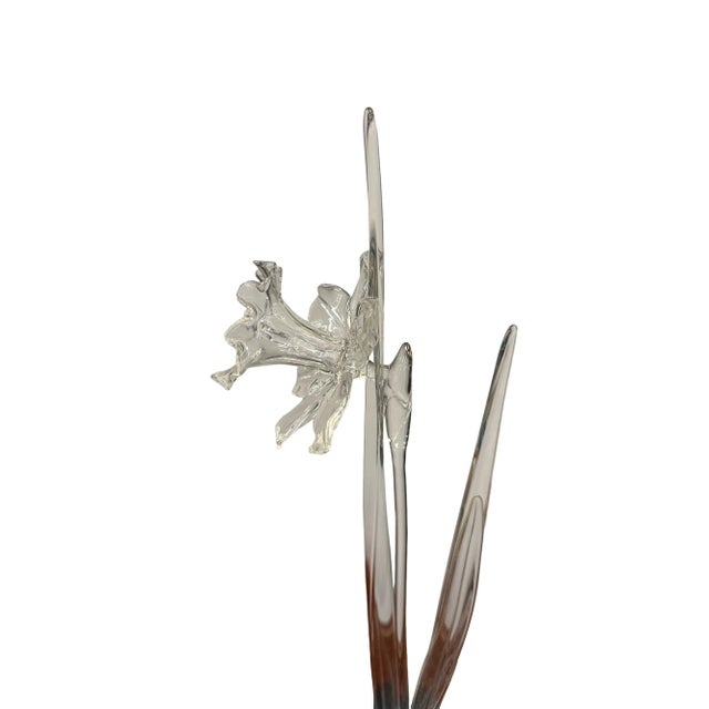 Transparent Late 20th Century Hans Frabel Glass Daffodil Sculpture on Stand For Sale - Image 8 of 9