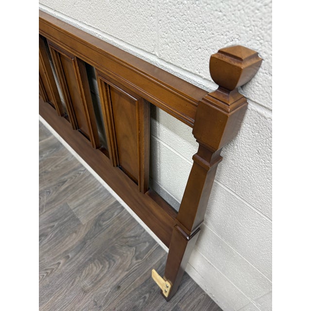 Wood Vintage King Size Traditional Federal Style Raised Recessed Panel Headboard For Sale - Image 7 of 11