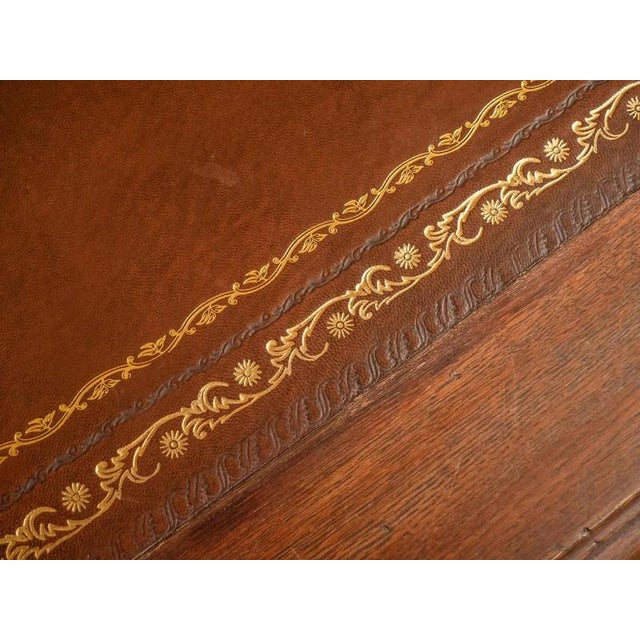 2000 - 2009 Large Antique Writing Desk in Oak and Leather For Sale - Image 5 of 7