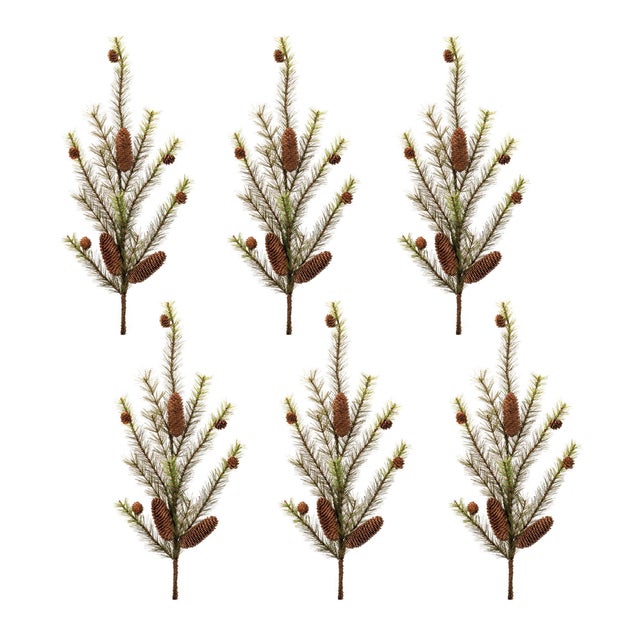 Rustic Pine and Pinecones Spray (Set of 6) For Sale - Image 3 of 3