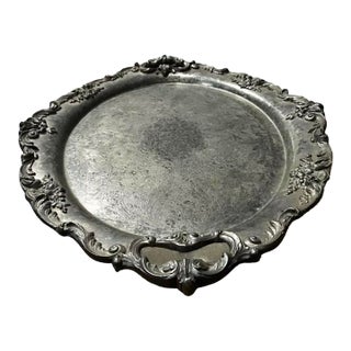 1940s–1970s Antique 1655 King Francis Large Handled Silver Plated Serving Tray For Sale