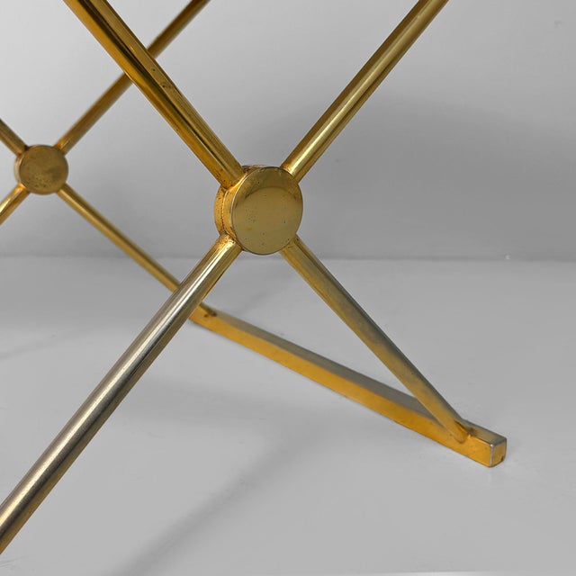 Italian Modern Stools in Gilt Metal and White Fabric, 1980s, Set of 2 For Sale - Image 15 of 18