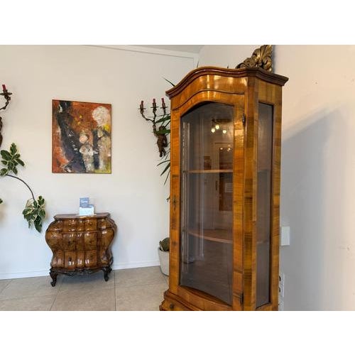 Baroque Style Inlaid Walnut Display Cabinet For Sale - Image 6 of 11