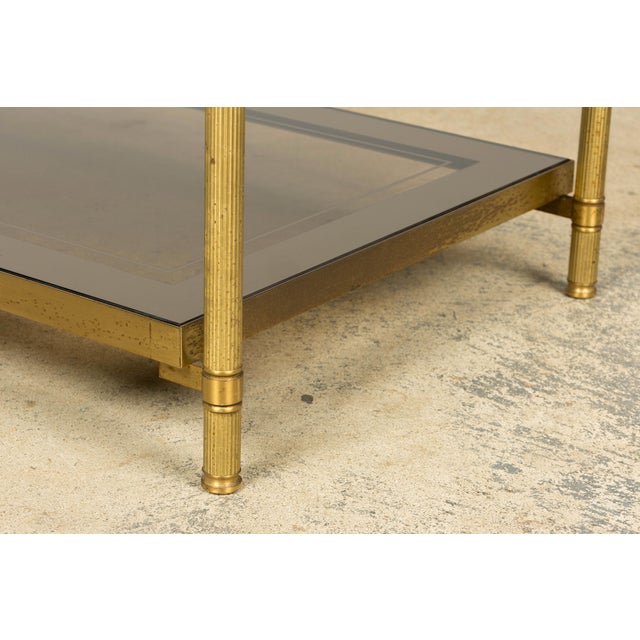 Mid-20th Century French Neoclassical Coffee Table With Brass & Glass For Sale - Image 11 of 17
