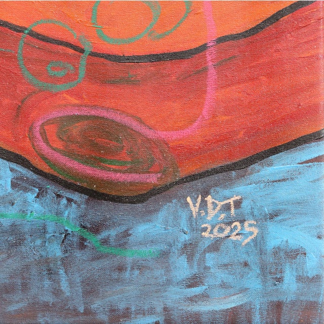 2020s Bed Rotting I - Expressive Abstract Colorful Figurative Cubist Portrait Painting Original Artwork by Valerie Etitinwo For Sale - Image 5 of 8