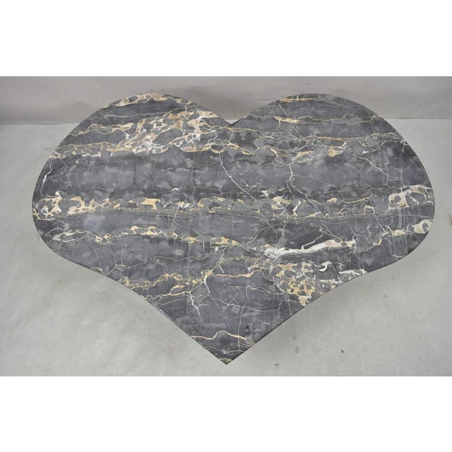 Hollywood Regency Vintage Custom Heart Shaped Italian Marble Top Hollywood Regency Coffee Table For Sale - Image 3 of 11