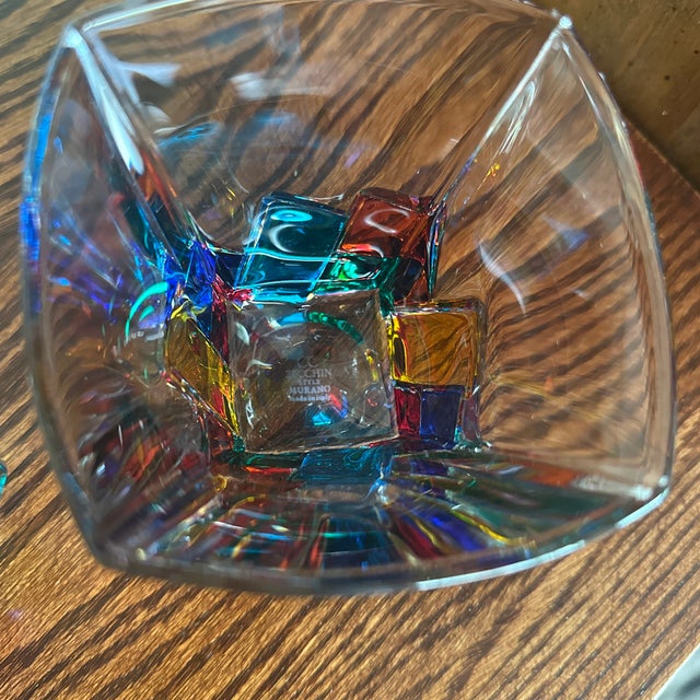 2000 - 2009 CC Zecchin Murano Whisky Tumbler Multi Color 4" Tall 2 Piece For Sale - Image 5 of 11