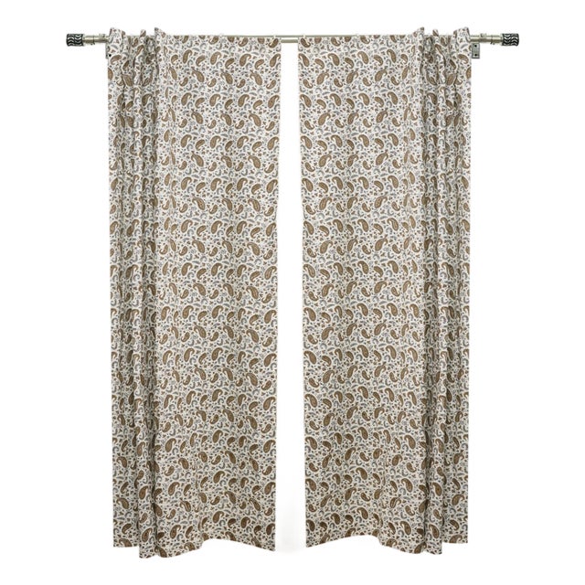 Decorative Coloured Linen Curtain Hand Block Print With Floral Motifs Size 54"Wx57"L- Keri Jaal For Sale