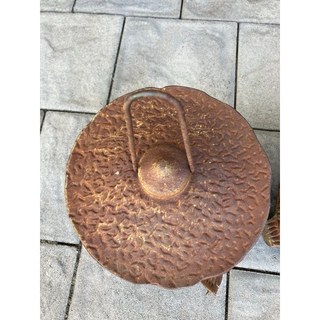 Metal 1940s Heavy Cast Iron Pagoda Hummingbird Lanterns - Set of 2 For Sale - Image 7 of 10