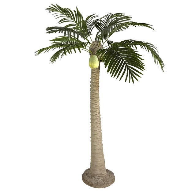 Mario Torres Vintage 1960s Plaster Palm Tree Floor Lamp W/ Metal Bullet Shade - Tropical Tiki Island Beach Decor - Mario Torres Style For Sale - Image 4 of 18