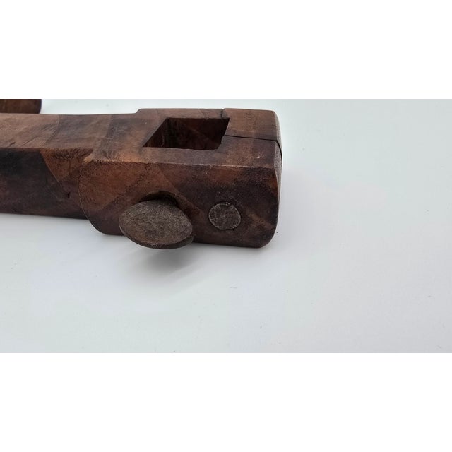 Antique Vintage Wooden Decorative Cross Crucifix With Metal Clamp For Sale - Image 9 of 11