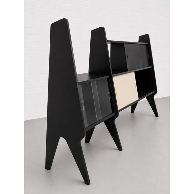 Black Italian Mid Century Modern Extra-Long Wall Unit in Black Lacquer — Gio Ponti Inspired For Sale - Image 8 of 14