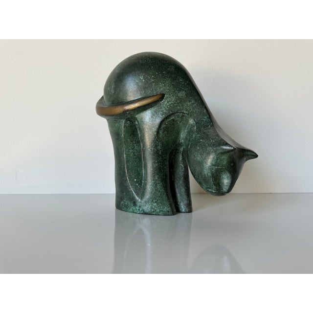 Vintage M. Zettel Modernist Art Cubist Abstract Bronze Cat Sculpture ...