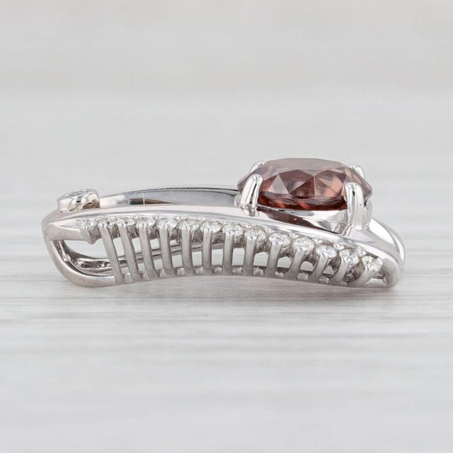 Art Deco New 2.83ctw Brown Zircon Diamond Pendant 14k White Gold Floating Drop For Sale - Image 3 of 5