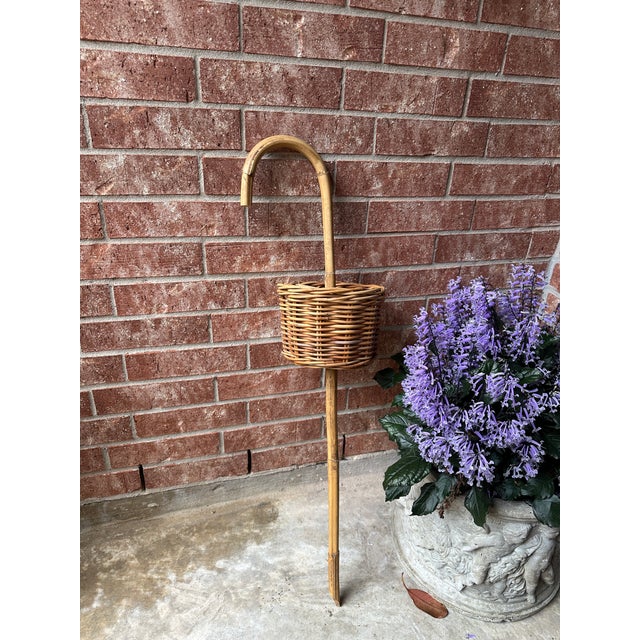 Vintage Bamboo Apothecary Garden Foraging Basket Cane For Sale - Image 4 of 7