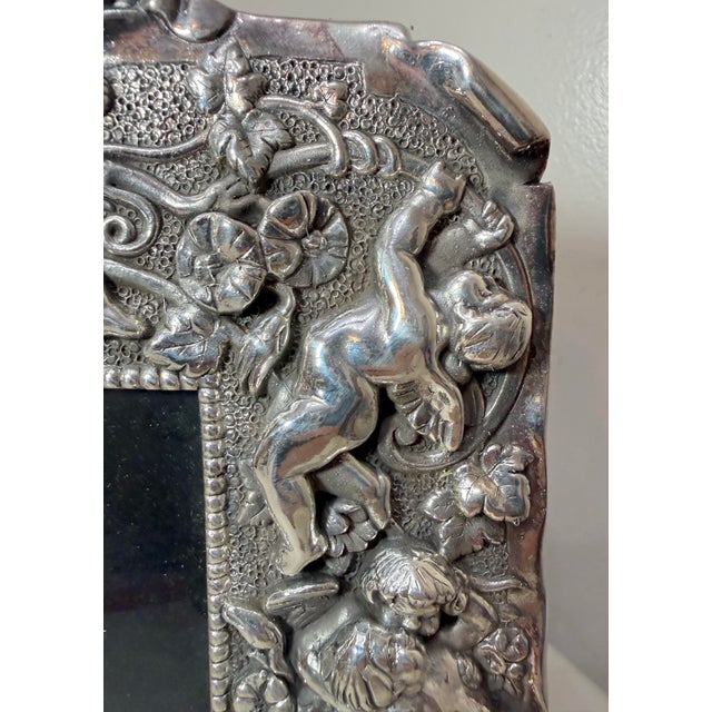 Vintage Ornate Sterling Silver 925 Figural Cherub Putti Picture Photograph Frame For Sale - Image 11 of 18