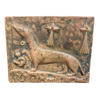 Antique French Belle Epoch Era Façade Tile- Alexandre Bigot, Brittany, France For Sale
