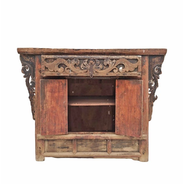 Antique Carved Elm Cabinet For Sale - Image 10 of 11